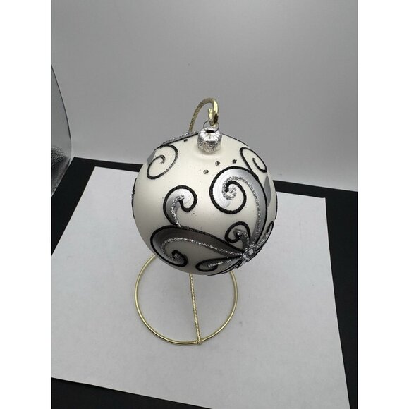 Vitbis Handmade Glass Ornament 10 CM Made in Poland White Black - Picture 9 of 10